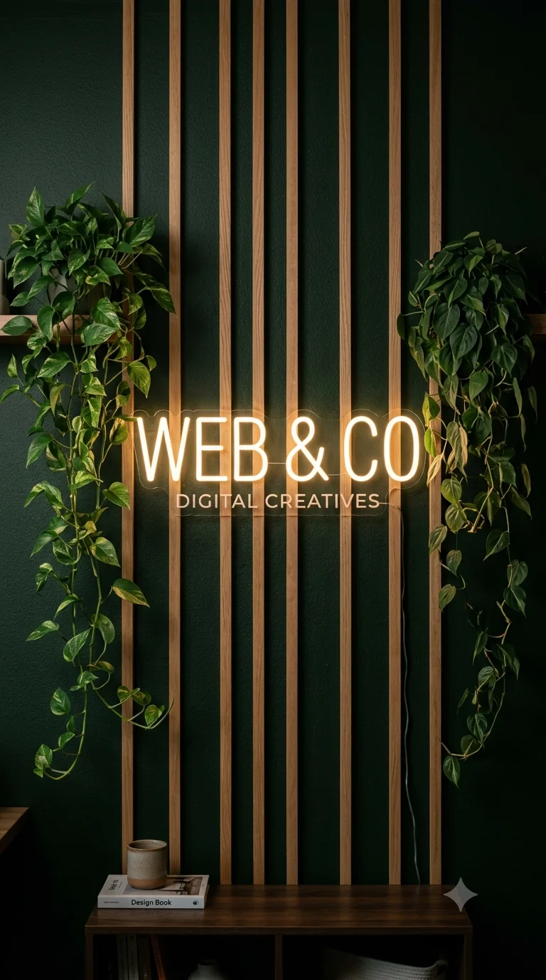 Enseigne lumineuse Web & Co, ambiance de l'agence